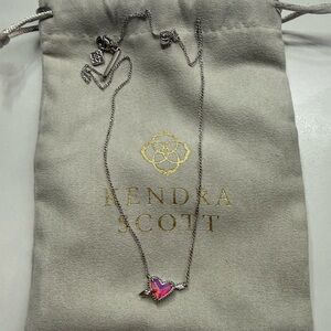 Kendra Scott Silver Necklace with Pink Heart Pendant